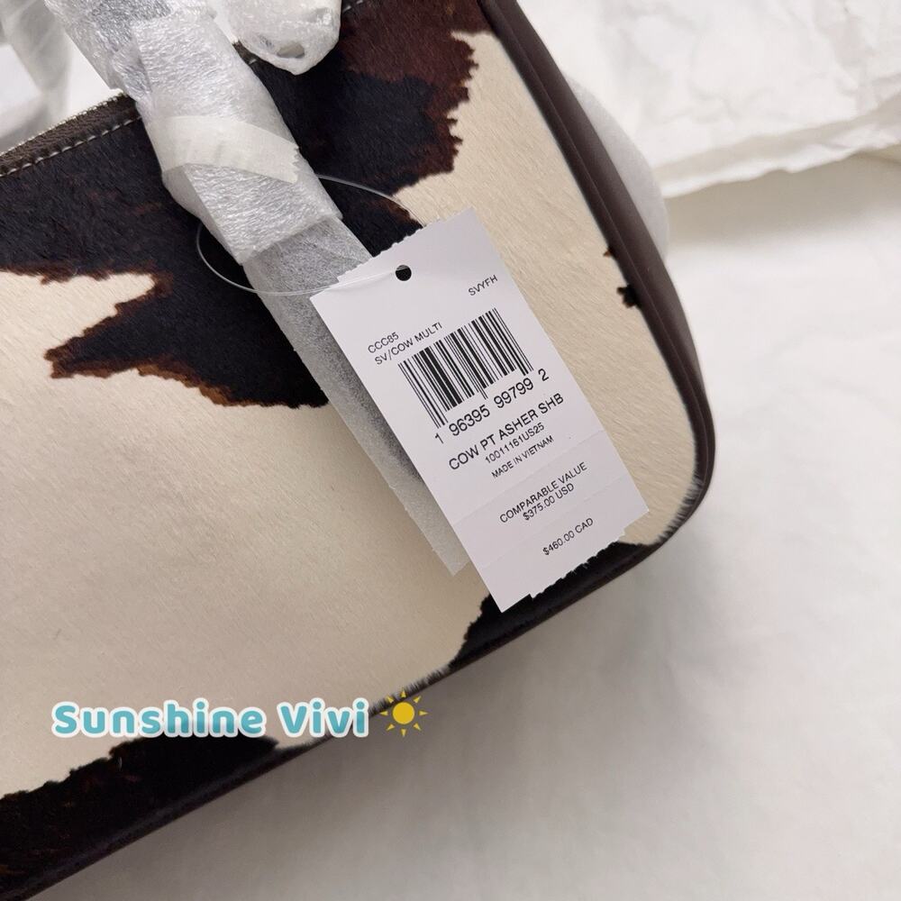 NWT Coach Asher Shoulder Bag With Cow Print CCC85 Cow Printed Haircalf Cow Multi - Picture 3 of 10